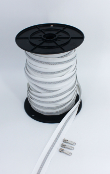 Preview: Endlosreißverschluss metallisiert weiß/ silber (1m)